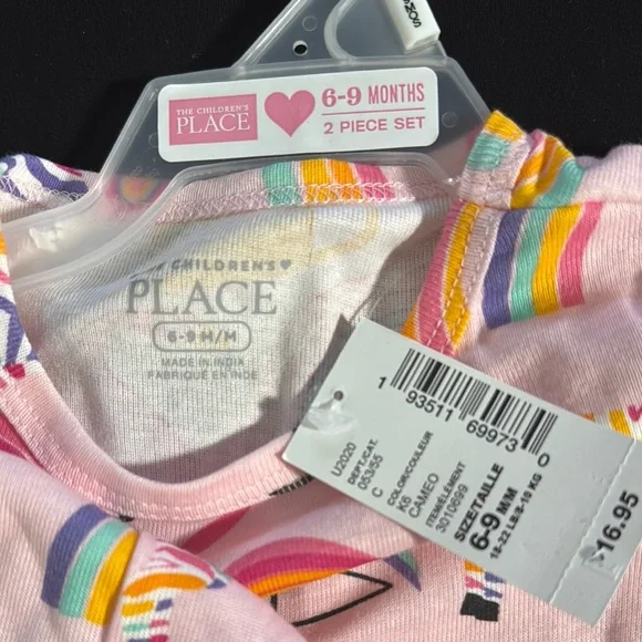 NWT Children’s Place Colorful Kids' Rainbow and Animal Print Set 6-9 mos. - Picture 3 of 3